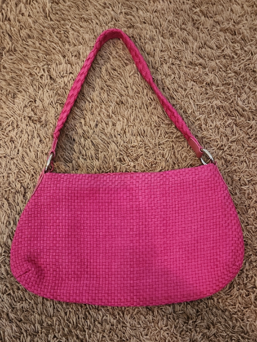The Sak Hot Pink Woven Shoulder Bag Purse - Picture 3 of 4
